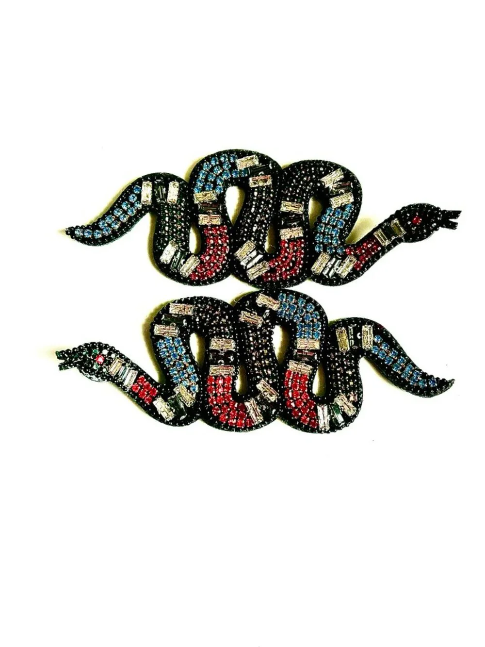 KINGSNAKE BLING Rhinestone Encrusted Statement Earrings Dangle Post 4.5"L NWT - Picture 2 of 6